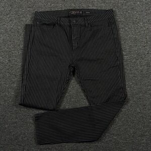 Lip Service Mens 40x32 Needle Black Gray Stripe Denim Pants Punk Rock Goth Jeans